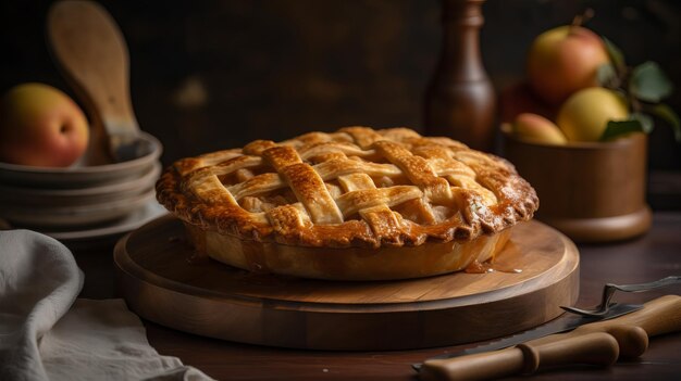 Hausgemachter Apfelkuchen mit goldener Kruste und Zimtfüllung