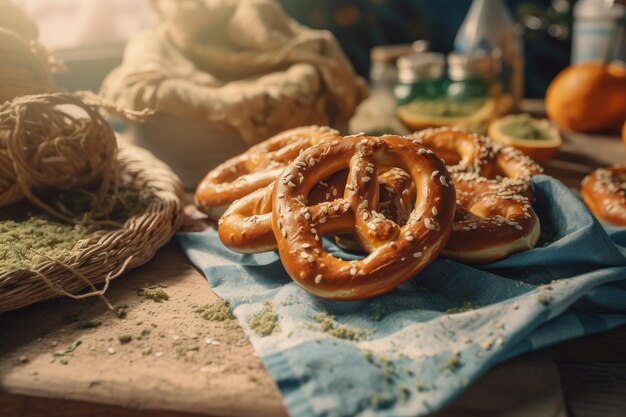 Foto hausgemachter brezel-snack generate ai