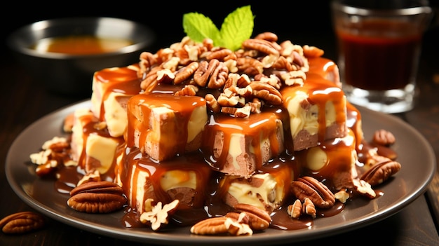 Hausgemachter Gourmet-Dessert-Schokoladen-Karamell-Fudge