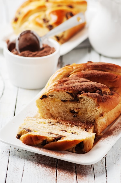 Foto hausgemachter kuchen mit schokolade