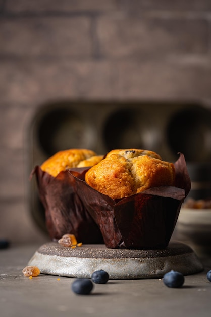 Hausgemachter Muffin mit Blaubeeren