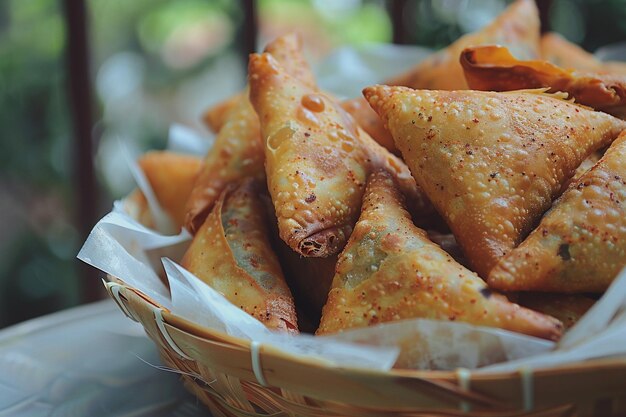 Foto hausgemachter samosa-snack mit authentischen indischen geschmacksrichtungen