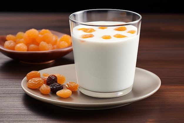 Hausgemachter süßer Joghurt in einem Glas mit Mango auf weißem Hintergrund