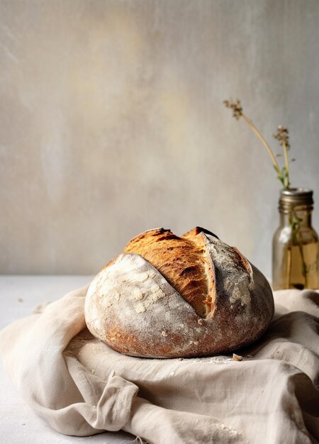 Hausgemachtes Brot mit Samen auf rustikalem Hintergrund Rustikales Brot