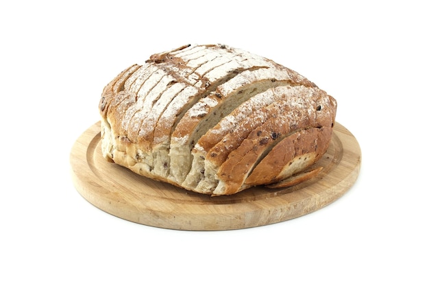 Hausgemachtes Handwerkbrötchen auf einem Holzschneidbrett