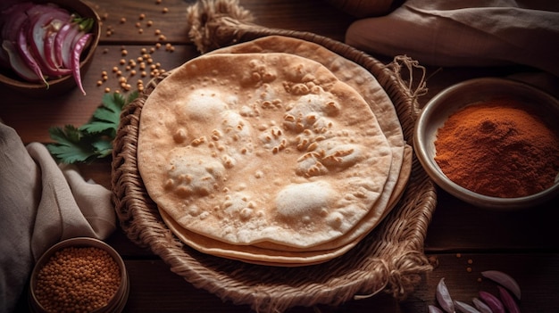 Hausgemachtes indisches Roti oder Chapati indisches Brot