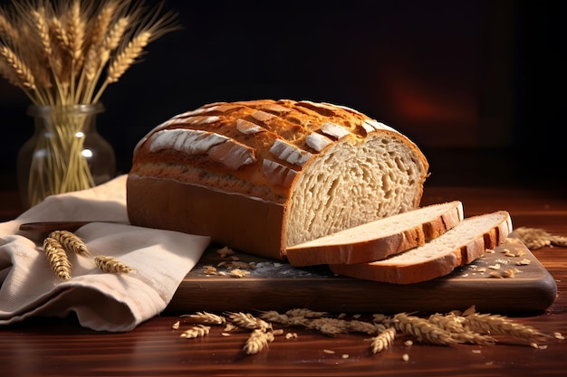 Hausgemachtes Weizenbrot Werbefoto geschnittenes Brot