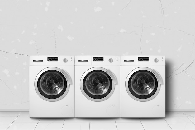 Haushaltsgerät Waschmaschine mit drei im Hauptinterier