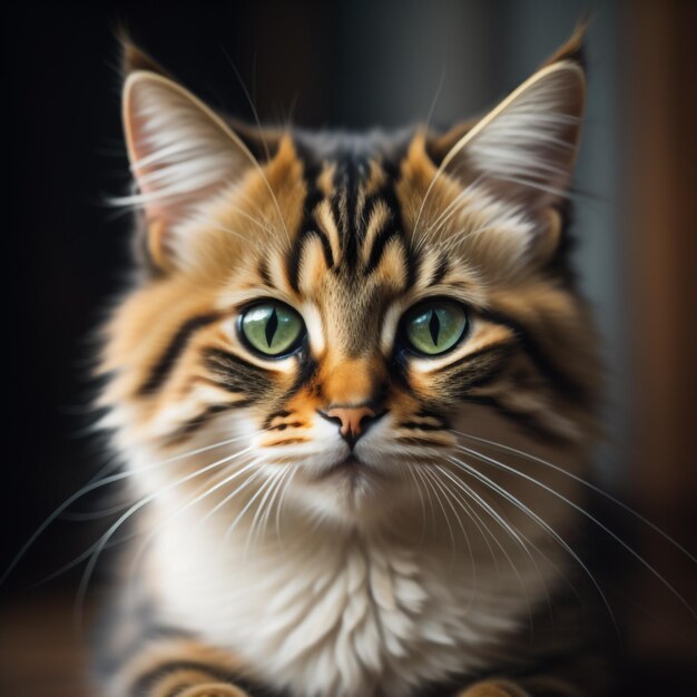 Hauskatze mit langem Haar