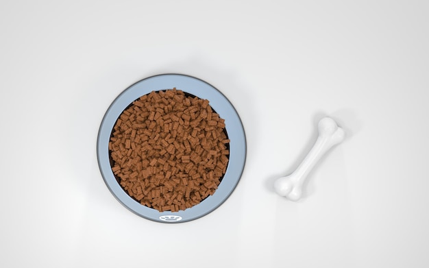 Haustierfutter und Knochenfutter Ernährung Diät 3D-Rendering