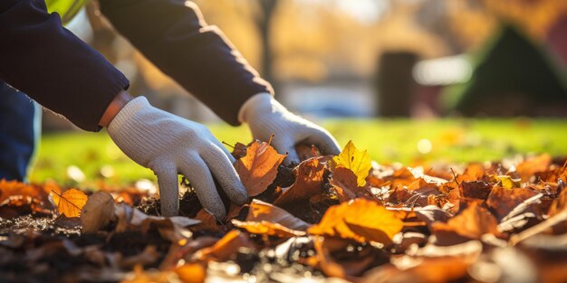 Hauswartung Reinigung Herbstblätter Block