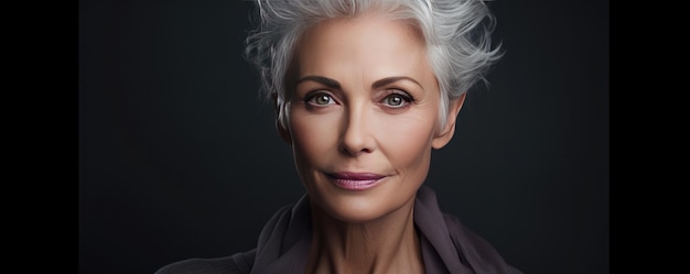 Hautpflege Schönheit lächelnde alte Frau Make-up und Kosmetik Generative KI