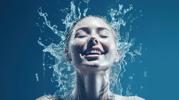 Hautpflegeförderung Hautpflege-Kampagne Hals Hautpflege Mesotherapie Makro Gesichtspflege Frau Dusche Gesichtswasser
