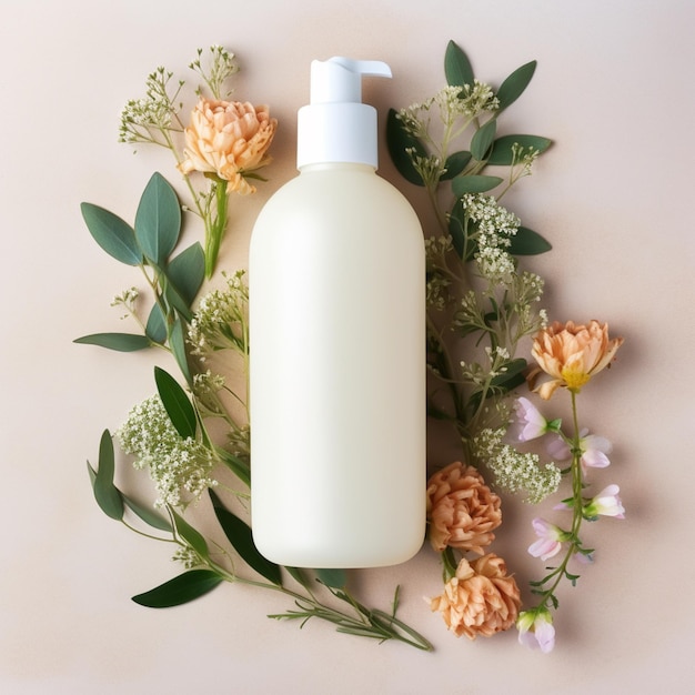 Hautpflegeproduktflasche Shampoo-Lotion mit neuronalem Hintergrund