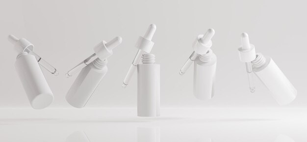 Hautpflegeserum kosmetische Flasche 3D-Rendering Illustration Mockup medizinische Lotion Serum Dropper Produkt