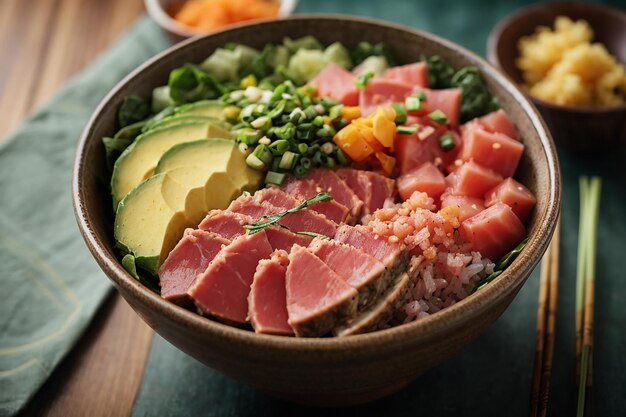 hawaiianische Thunfisch-Poke-Bowl-Fotografie