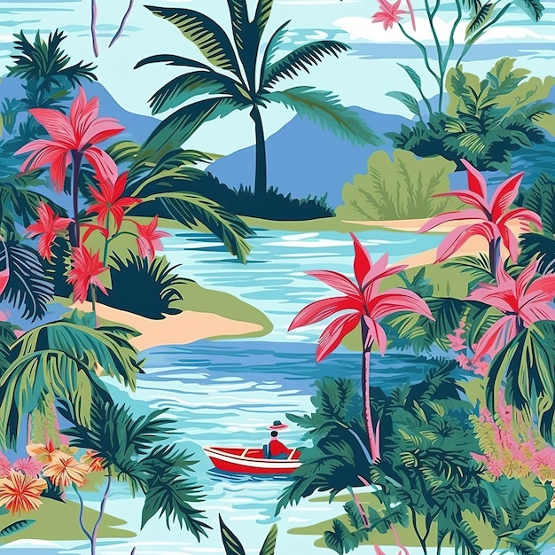 hawaiianisches Surfer-Illustrationsmuster