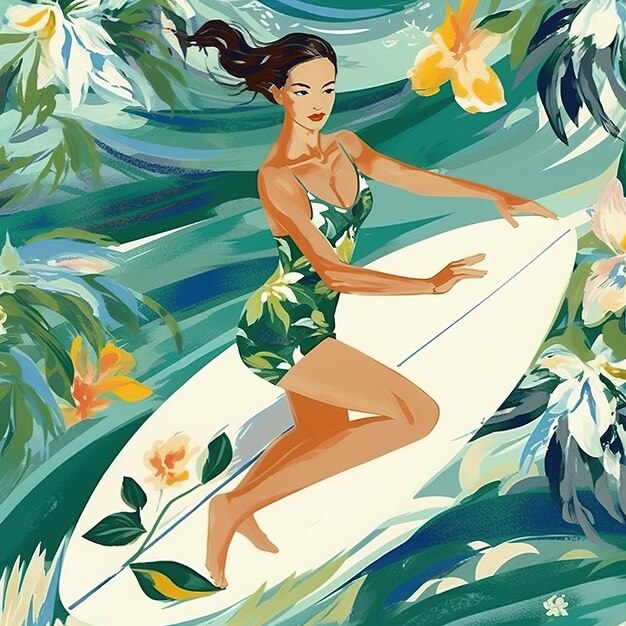 hawaiianisches Surfer-Illustrationsmuster
