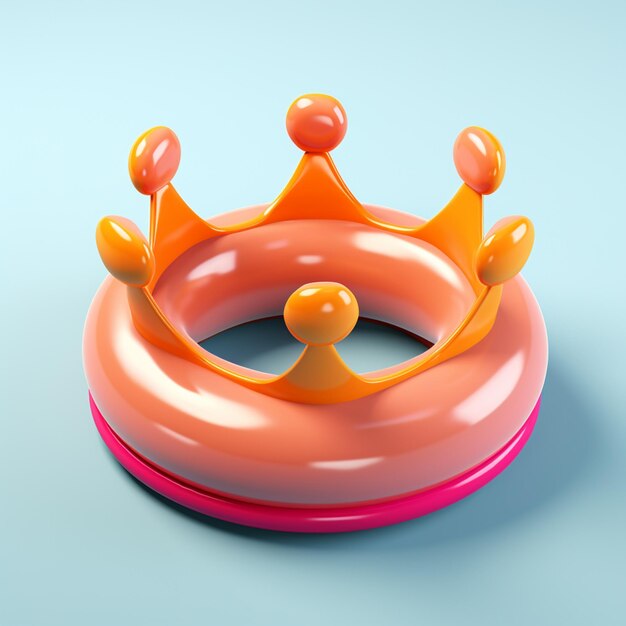 hay un anillo inflable rosa y naranja con una corona en la parte superior generativa ai