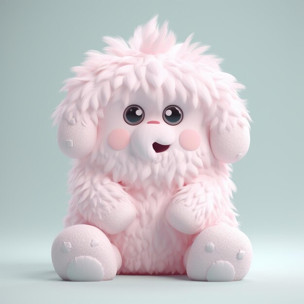 Hay un animal de peluche rosa con una gran sonrisa en su rostro ai generativo.