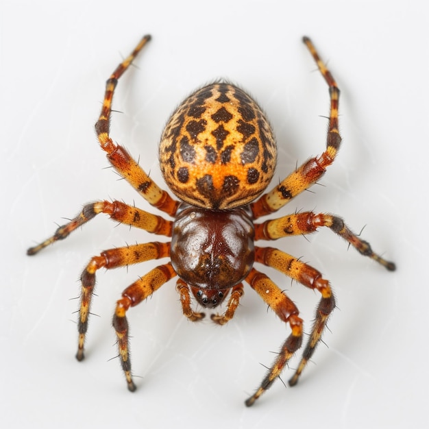 Hay una araña que está sentada en una superficie blanca generativa ai