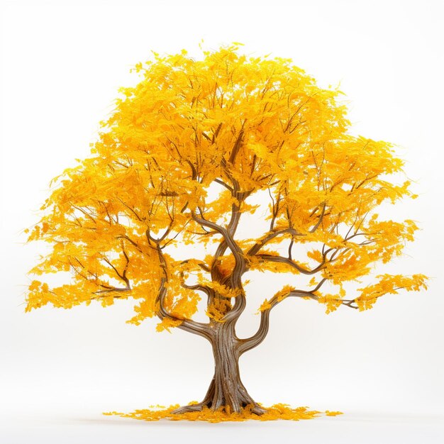 Foto hay un árbol amarillo con hojas amarillas en él generativo ai