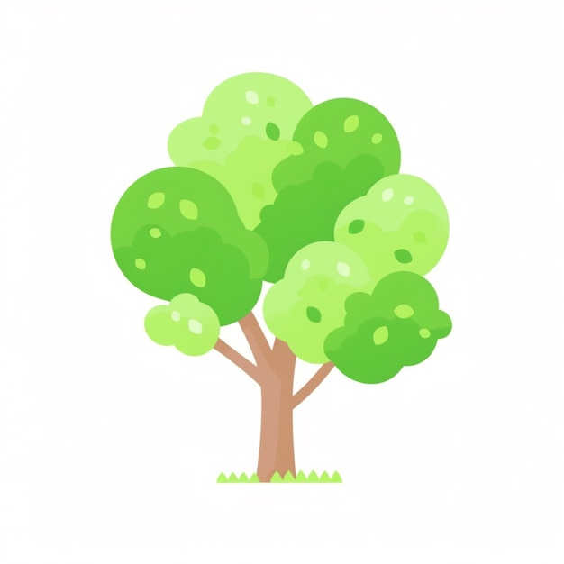 hay un árbol de dibujos animados con hojas verdes y un tronco marrón generativo ai