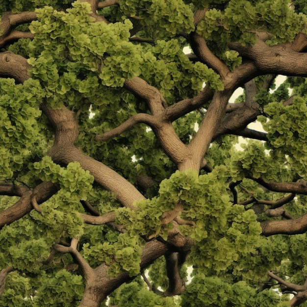 Foto hay un árbol grande con muchas ramas y un reloj en él generativo ai