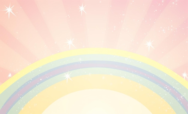 hay un arco iris y estrellas en el cielo con un fondo rosa generativo ai