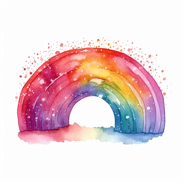 Hay un arco iris pintado sobre un fondo blanco con acuarela generativa ai