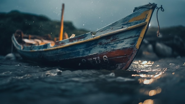 Hay un barco que está sentado en el agua generador ai