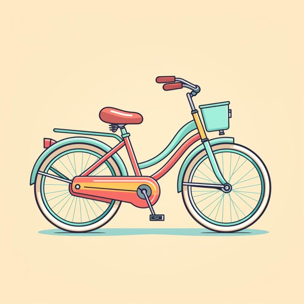 hay una bicicleta colorida con una canasta en el frente generativo ai