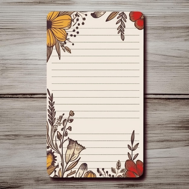 Foto hay un bloc de notas con un diseño floral en él generativo ai