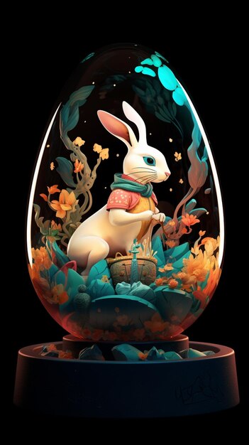 hay una bola de vidrio con un conejo dentro de ella generativo ai