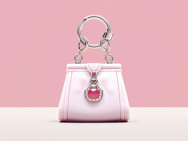 hay un bolso blanco con un corazón rosa en él ai generativo