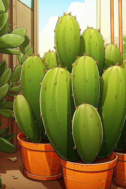 Hay un cactus con abundantes hojas pequeñas IA generativa