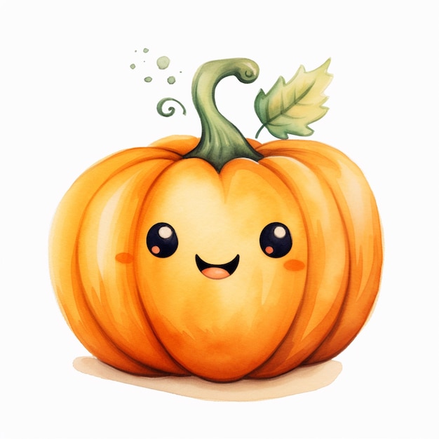 hay una calabaza de dibujos animados con una hoja encima ai generati