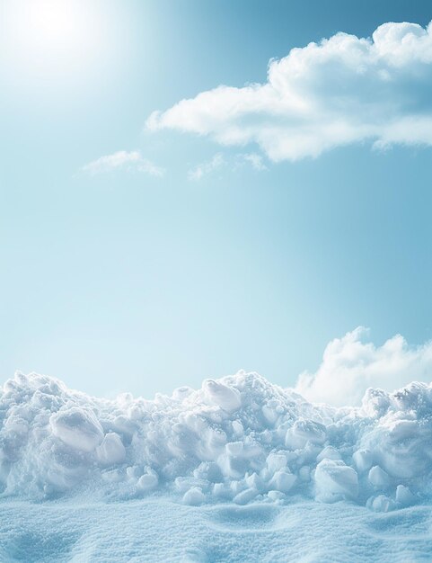 hay un campo cubierto de nieve con un fondo de cielo generativo ai