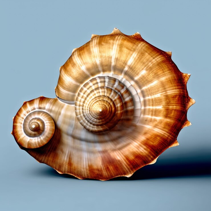Foto hay un caparazón con un patrón en espiral ai generativo