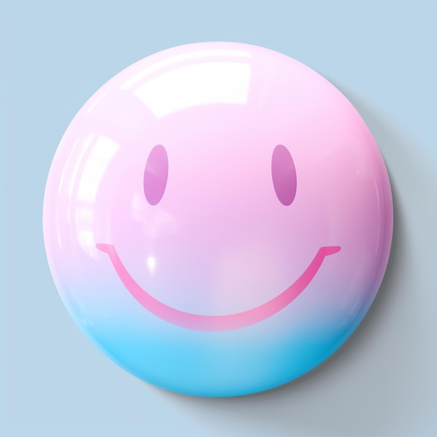 hay una cara sonriente rosa y azul en un fondo azul generativo ai
