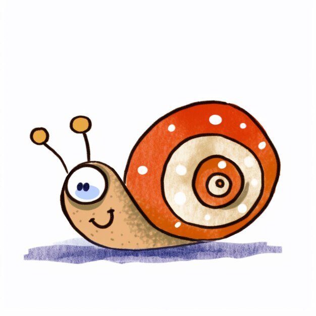 Hay un caracol con una concha roja y una concha blanca generativa ai