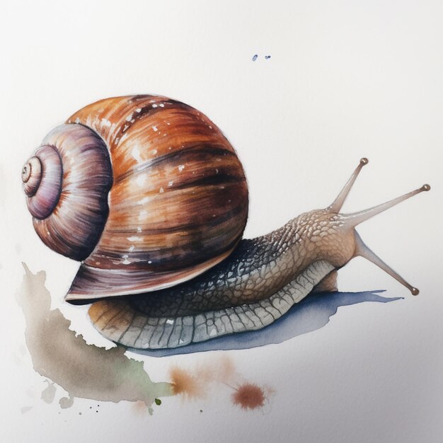 Foto hay un caracol que está sentado en el suelo generativo ai