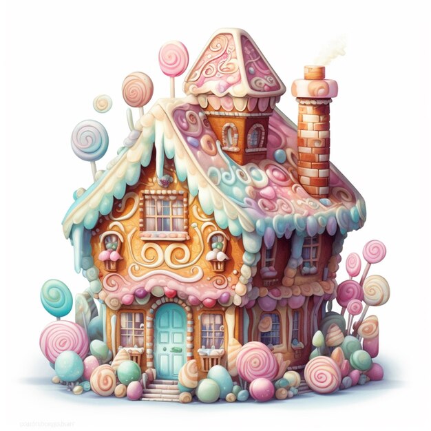 hay una casa muy linda con un montón de caramelos en ella generativo ai