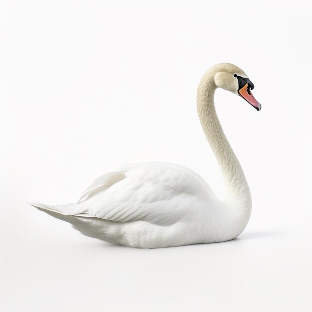 Foto hay un cisne blanco que está sentado en el suelo generativo ai