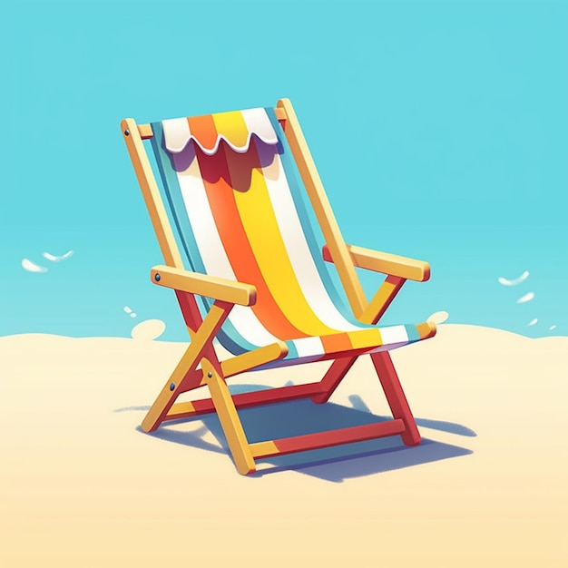 Foto hay una colorida silla de playa en la playa con un cielo azul generativo ai