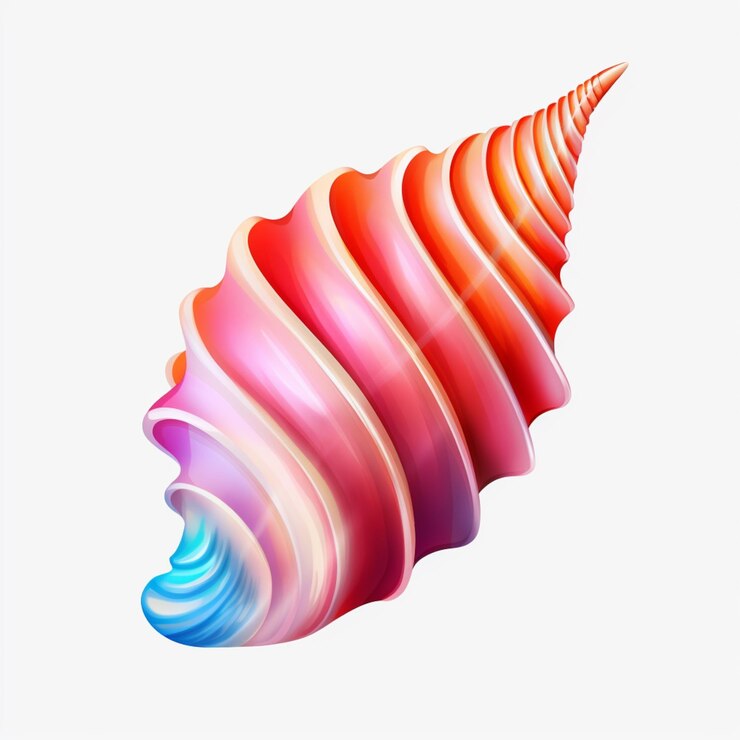 Foto hay una concha colorida con una larga cola en un fondo blanco generativo ai