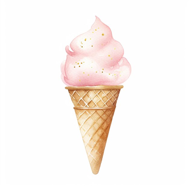 hay un cono de helado rosa con chispitas sobre él ai generativo