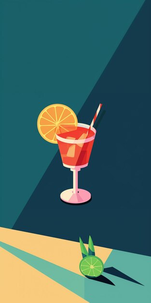 hay una copa de cóctel con una rodaja de naranja en ella generativa ai