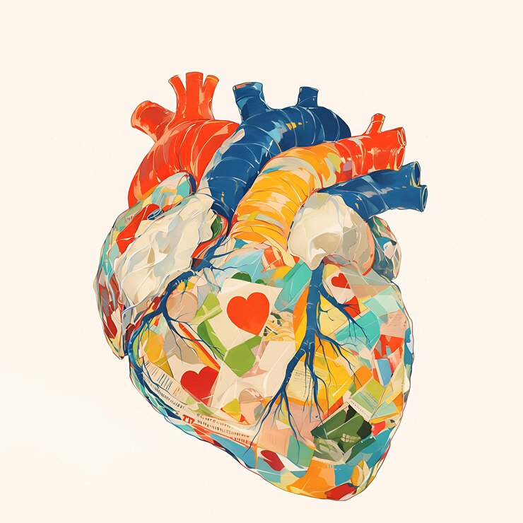 hay un corazón hecho de papel con un patrón de corazones