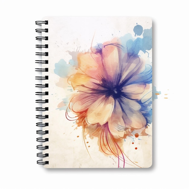 Foto hay un cuaderno en espiral con una flor en él generativo ai